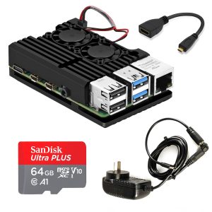 KIT SBC  RASPBERRY PI 4 B 2GB RAM 64GB FUENTE CASE DUAL FAN MHDMI