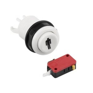 BOTON PULSADOR MICROSWITCH GENERICO 30MM AMERICANO JUGADOR 1 BLANCO