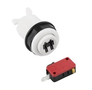 BOTON PULSADOR MICROSWITCH GENERICO 30MM AMERICANO JUGADOR 2 BLANCO