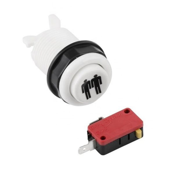 BOTON PULSADOR MICROSWITCH GENERICO 30MM AMERICANO JUGADOR 2 BLANCO