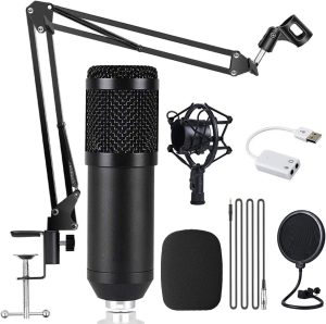 MICROFONO CONDENSER KIT STARWARE BM-800 BRAZO ANTIPOP + PLACA USB
