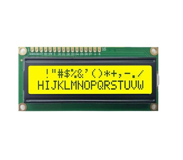 DISPLAY LCD GENERICO LCD1602 BACKLIGHT VERDE AMARILLO 16X2 P/ARDUINO Y RASPBERRY