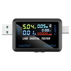 PROBADOR TESTER DUAL USB Y TIPO C AIDEEPEN USB TYPE-C DC 10 FUNCIONES DIGITAL DISPLAY