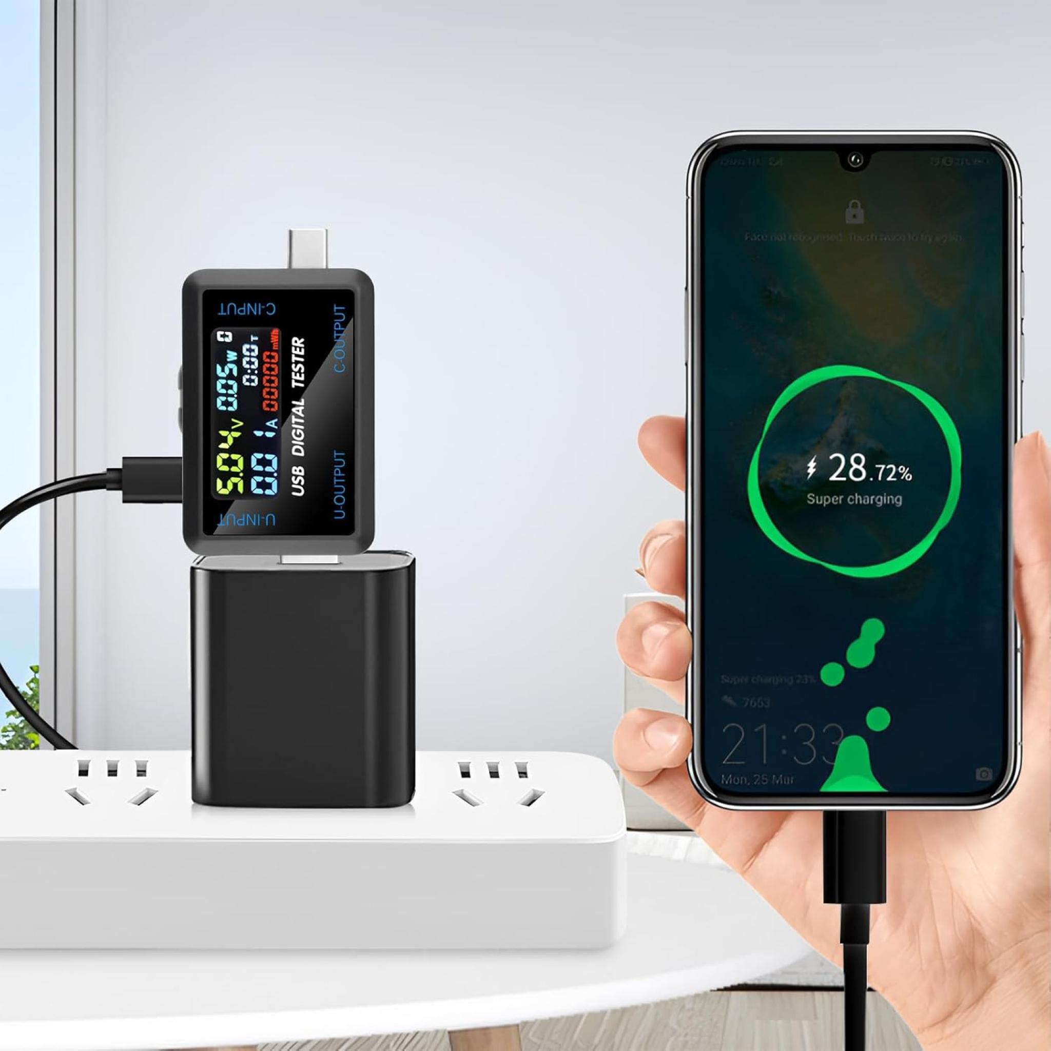 Tester USB Voltmetro Amperometro LCD – Misuratore Di Tensione, Potenza E Capacità Per Smartphone E Tablet - Foto 3