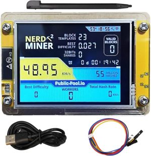 MINERO BTC NERDMINER V2 ESP32 DISPLAY TACTIL 2.8 WIFI ACRILICO