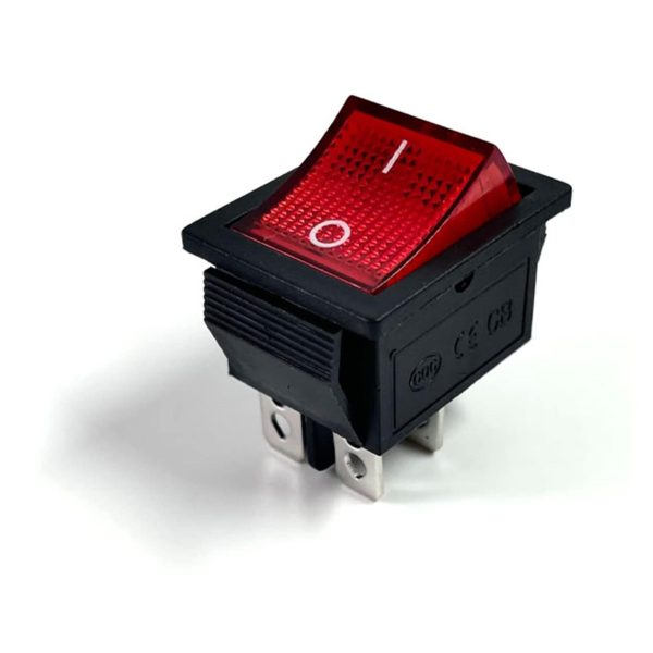 INTERRUPTOR POWER SWITCH GENERICO 4 PIN ROJO NEGRO LED