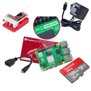 KIT COMPLETO RASPBERRY PI 5 16GB RAM CASE OFICIAL 128GB DISIPADOR FAN
