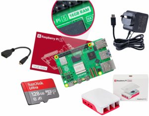 KIT COMPLETO RASPBERRY PI 5 16GB RAM CASE OFICIAL 128GB DISIPADOR FAN