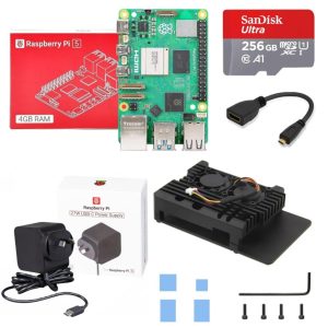 KIT COMPLETO RASPBERRY PI 5 4GB GABINETE METALICO 256GB DUAL FAN