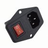 TOMA CORRIENTE CON INTERRUPTOR GENERICO IEC C14 INTERRUPTOR ROCKER ROJO INTERLOCK