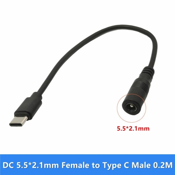 CABLE ADAPTADOR FUENTE SWITCHING GENERICO PUNTERA 5.5X2.1MM HEMBRA A USB TIPO C MACHO P/FUENTE