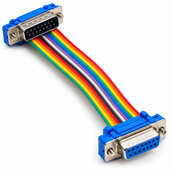 CABLE PLANO D-SUB GENERICO DB15 MACHO HEMBRA 15 PINES MULTICOLOR 25CM