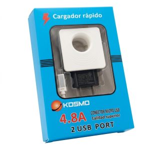CARGADOR CELULAR KOSMO MICROUSB USB 2X QC SMART 5V4.8A